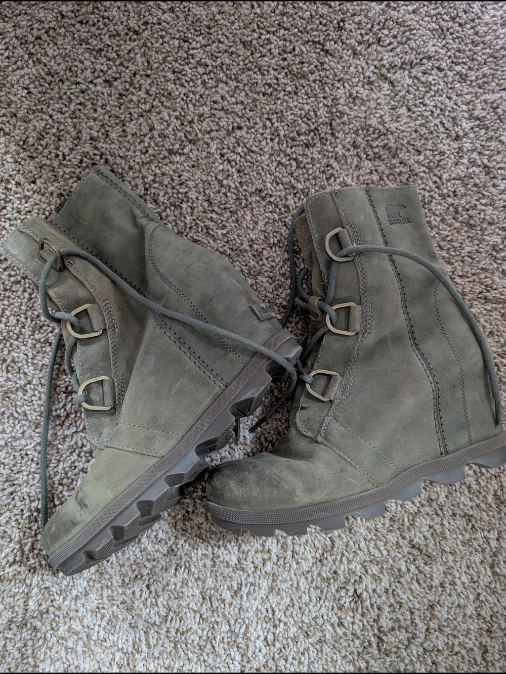 Sorel Women's Olive Suede Lace-Up Ankle Boot